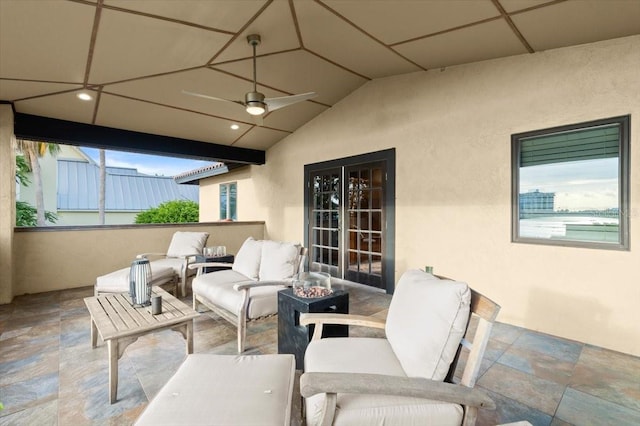 206 Canova Dr, New Smyrna Beach, FL 32169 - view of patio featuring an outdoor living space and a ceiling fan