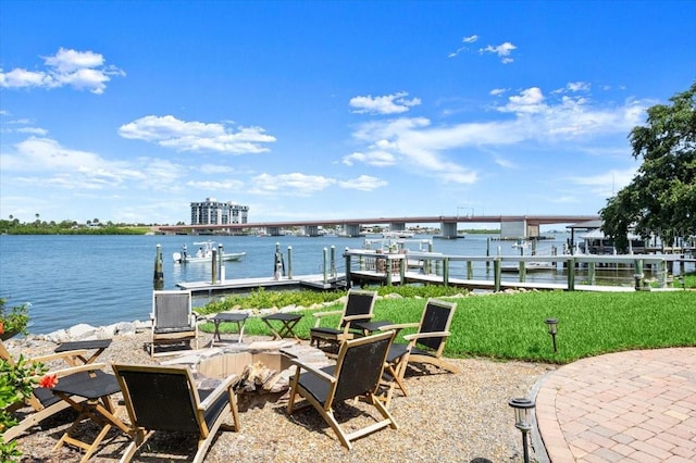 206 Canova Dr, New Smyrna Beach, FL 32169 - dock with a fire pit and a water view