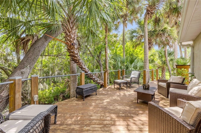 527 Old Minorcan Trl, New Smyrna Beach, FL 32168 - deck with an outdoor hangout area