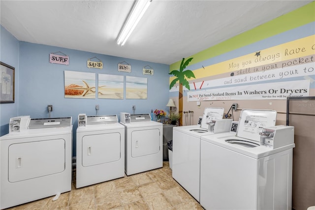 1404 N Atlantic Ave Unit 70, Daytona Beach, FL 32118 - shared laundry room with washer and dryer and stone finish flooring
