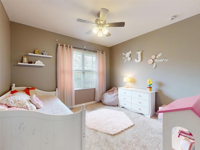 2731 Star Coral Ln, New Smyrna Beach, FL 32168 - bedroom featuring light colored carpet and a ceiling fan