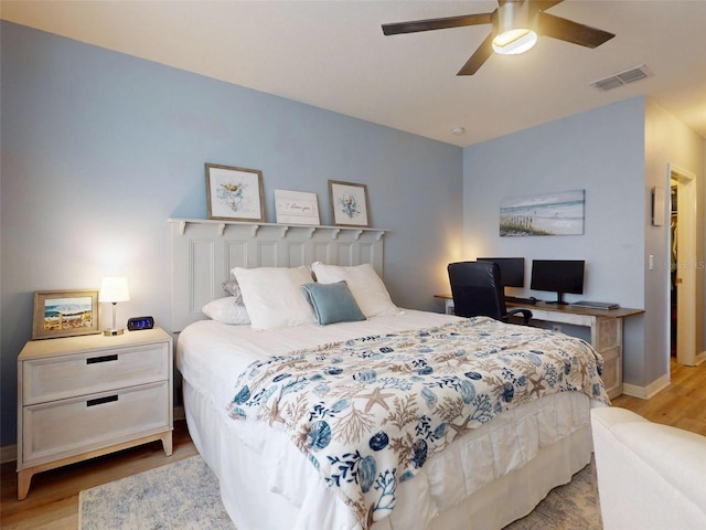 2731 Star Coral Ln, New Smyrna Beach, FL 32168 - bedroom featuring light wood-style floors and a ceiling fan