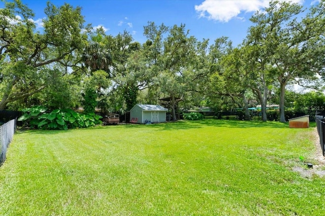 20 Putnam Ave, Ormond Beach, FL 32174 - fenced backyard with a storage unit and view of wooded area