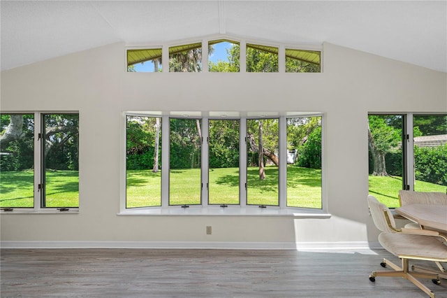 sunroom / solarium with lofted ceiling