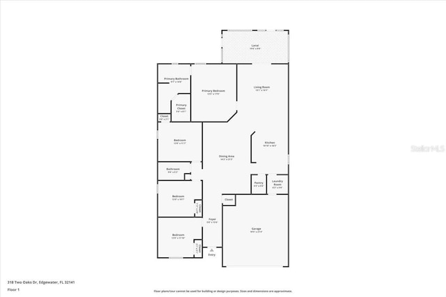 318 Two Oaks Dr, Edgewater, FL 32141 - view of property floor plan