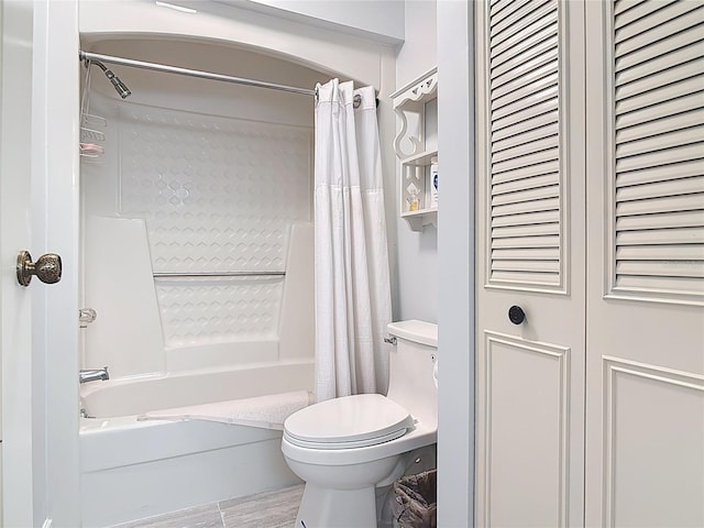44 Fore Dr, New Smyrna Beach, FL 32168 - full bath with a closet, shower / bath combination with curtain, and wood finished floors