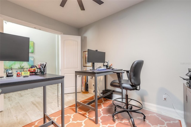 2931 Bella Flore Ter, New Smyrna Beach, FL 32168 - office space with a ceiling fan and light wood-style floors
