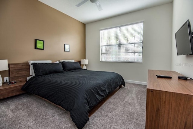 bedroom with carpet and ceiling fan