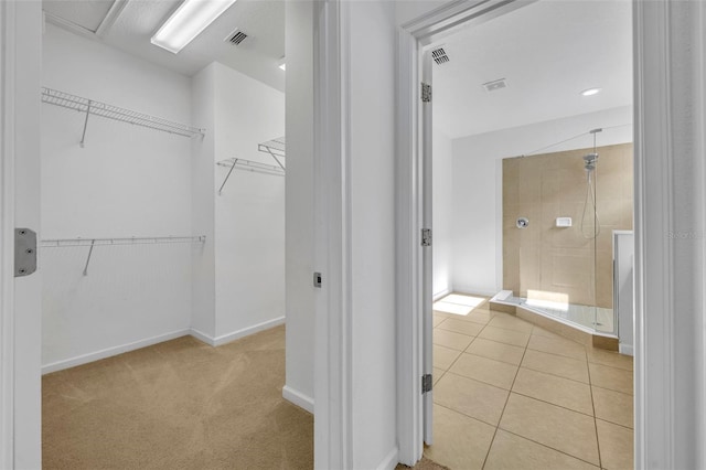 interior space featuring light tile patterned floors