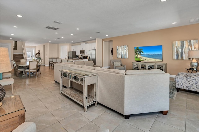 view of tiled living room