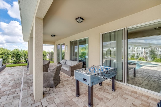 view of patio featuring an outdoor living space