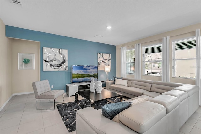 view of tiled living room