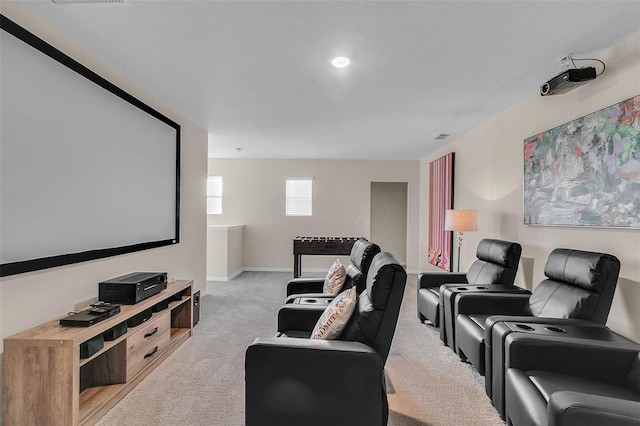 view of carpeted home theater