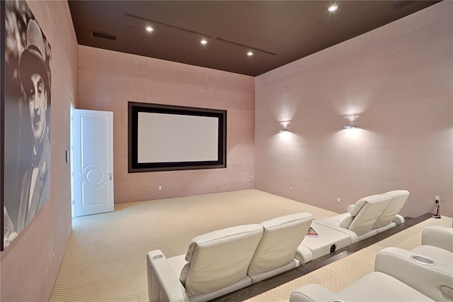 view of carpeted home theater room