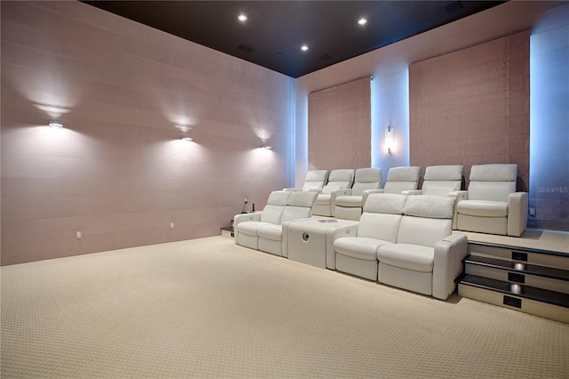 home theater with carpet