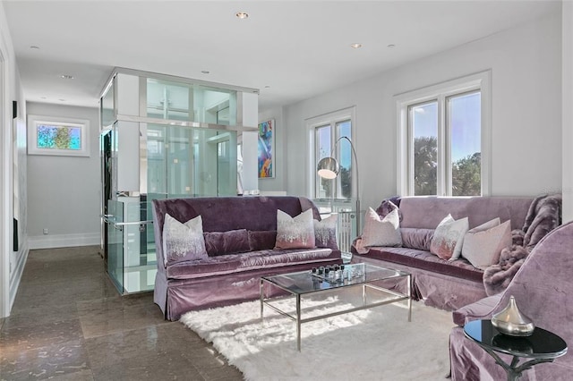 view of tiled living room