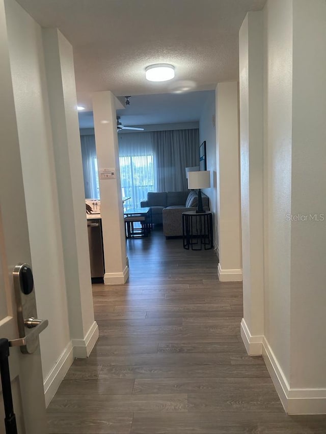 hall featuring dark hardwood / wood-style flooring