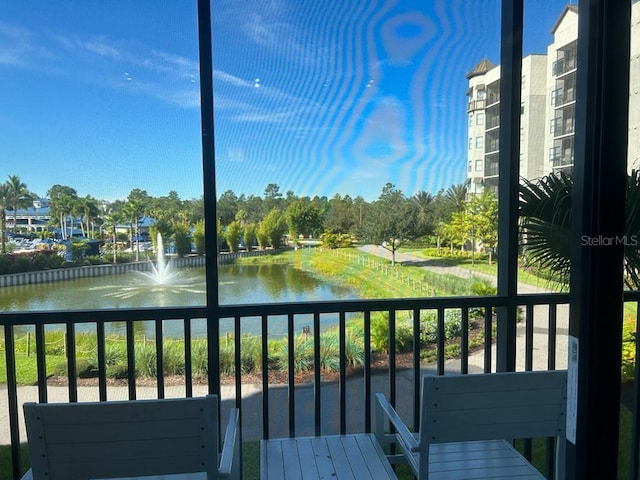 balcony with a water view