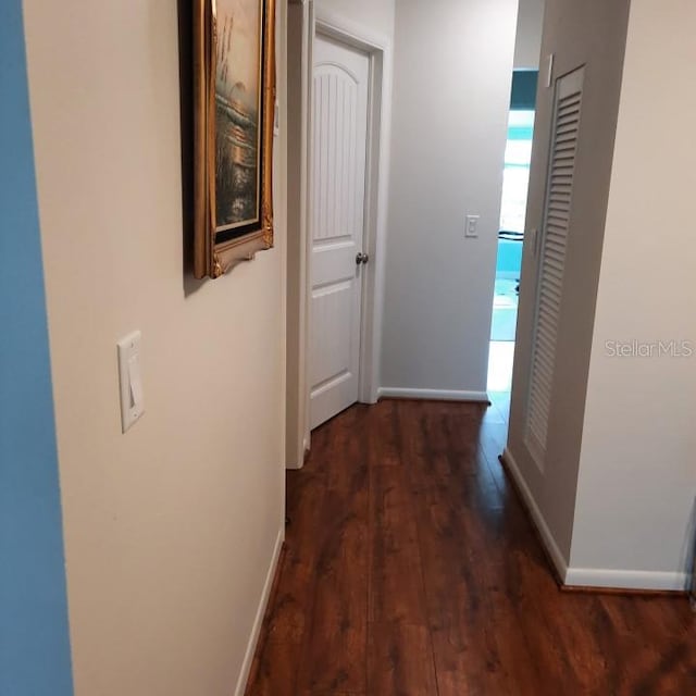 corridor featuring dark hardwood / wood-style floors