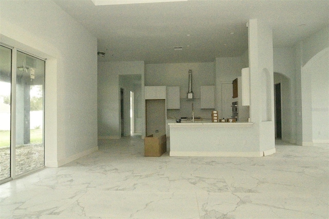 kitchen with white cabinets