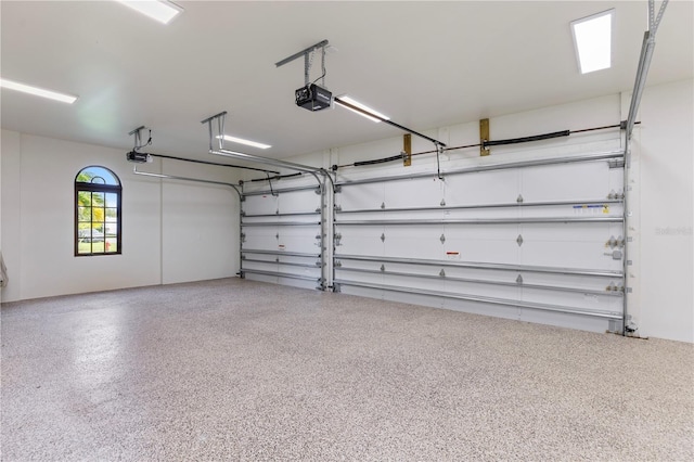 garage with a garage door opener