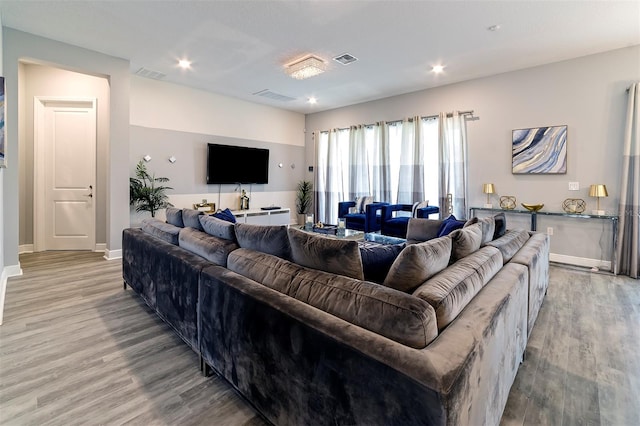 living room with light wood-type flooring