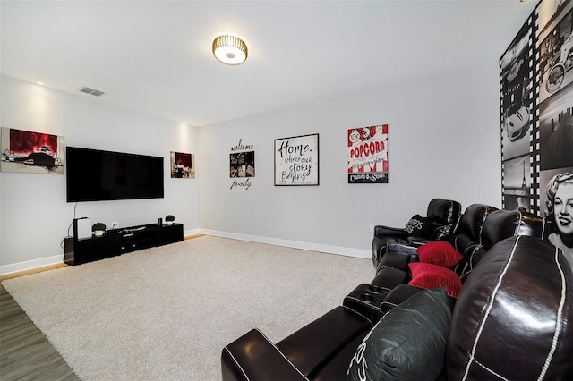 living room featuring light colored carpet