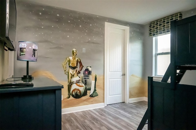 bedroom with wood-type flooring