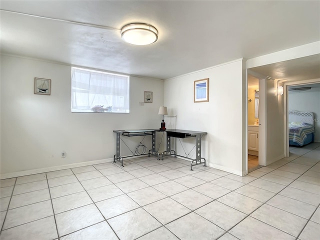 basement featuring light tile floors