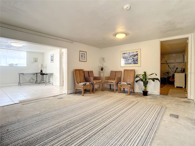 living area with radiator