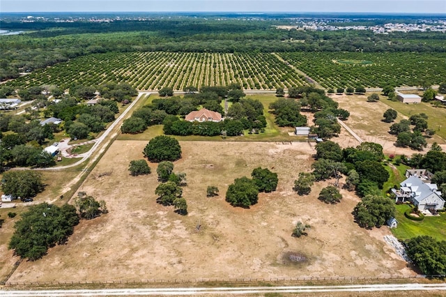 birds eye view of property with a rural view