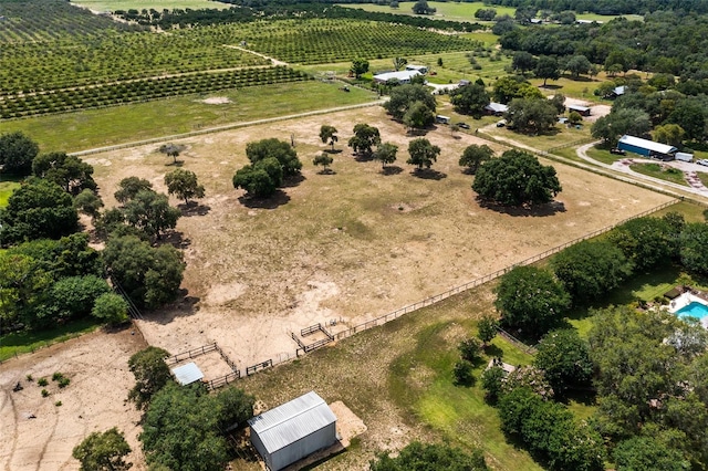 aerial view featuring a rural view