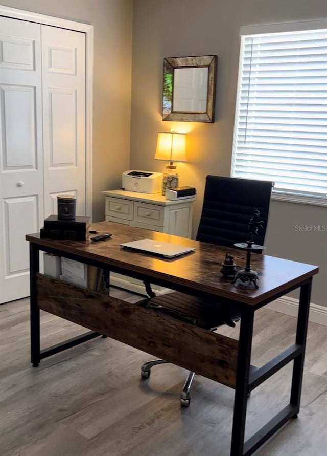 office area featuring light wood-type flooring