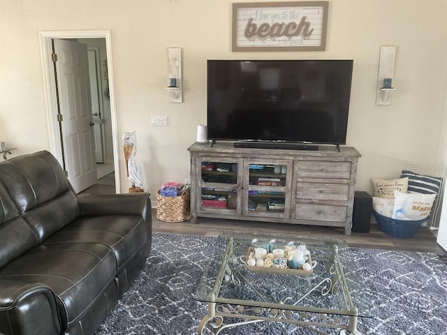 living room featuring dark hardwood / wood-style flooring