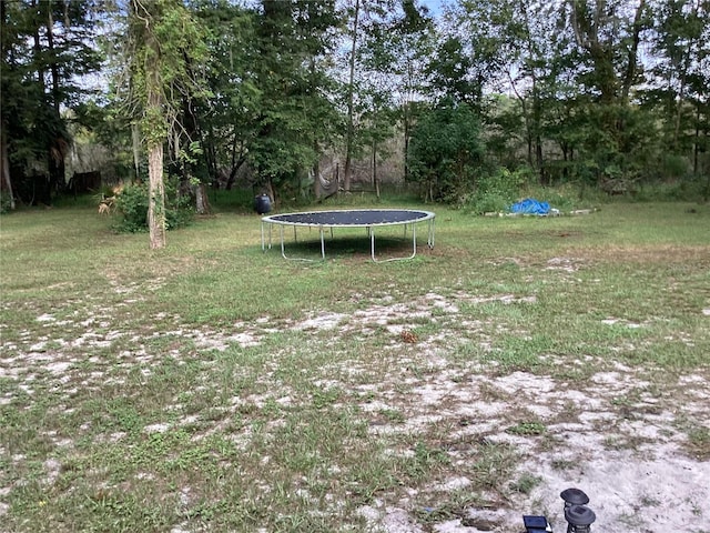 view of yard with a trampoline