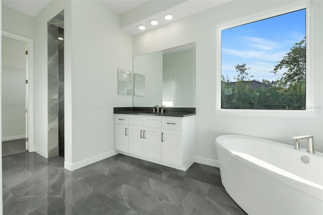 bathroom featuring vanity and a bathing tub