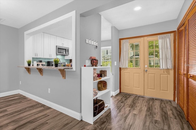 foyer entrance with dark hardwood / wood-style flooring