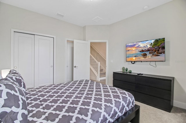 bedroom featuring carpet