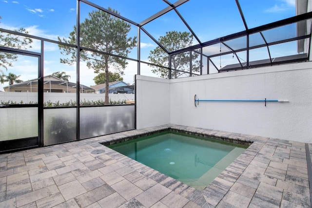 view of swimming pool with a patio