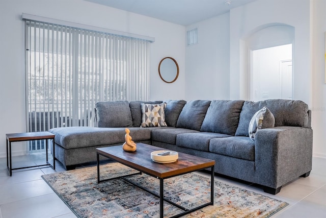 view of tiled living room