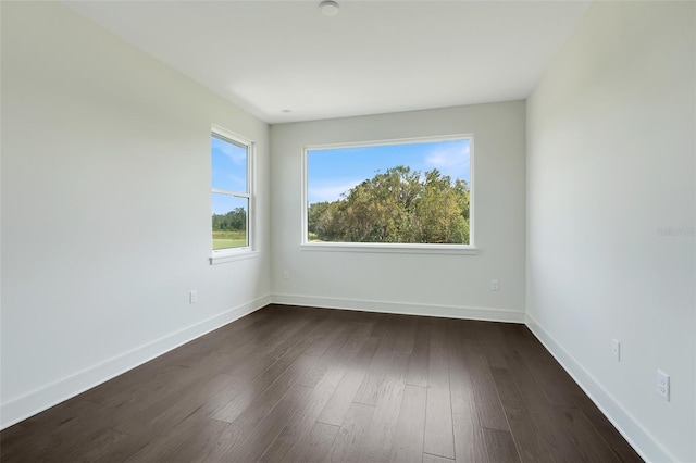 empty room featuring dark hardwood / wood-style floors