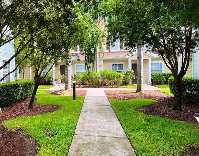 view of front of home featuring a front yard