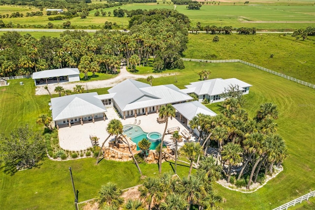 aerial view featuring a rural view