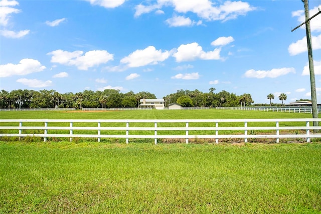 view of yard with a rural view