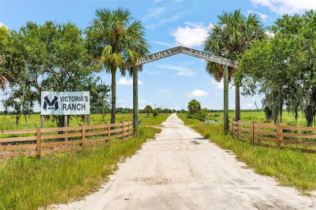 view of street with a rural view