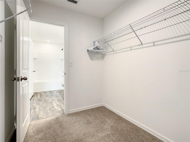 walk in closet featuring light wood-type flooring