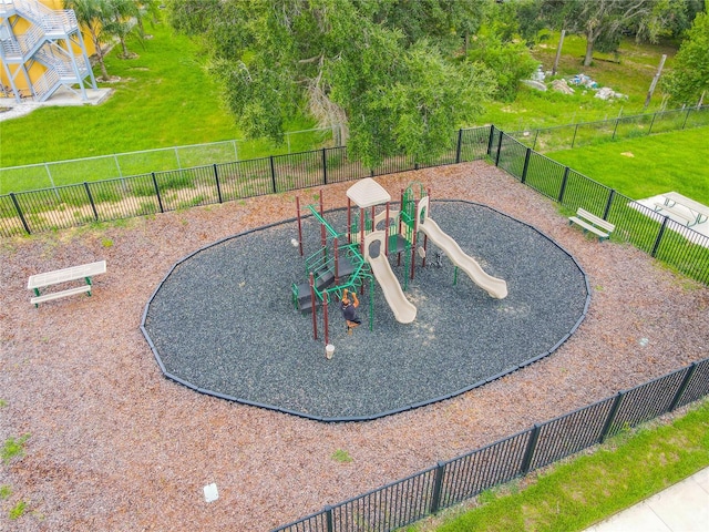 view of nearby features featuring a playground and a lawn