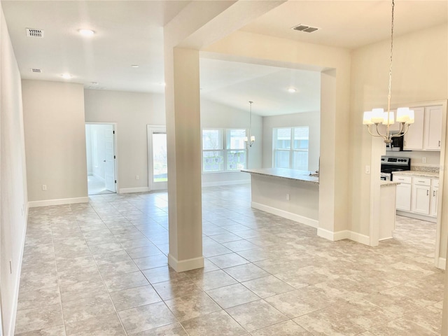 interior space with a notable chandelier