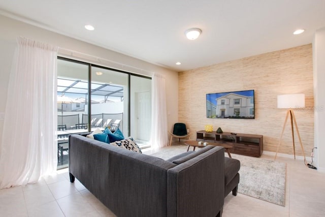 view of tiled living room