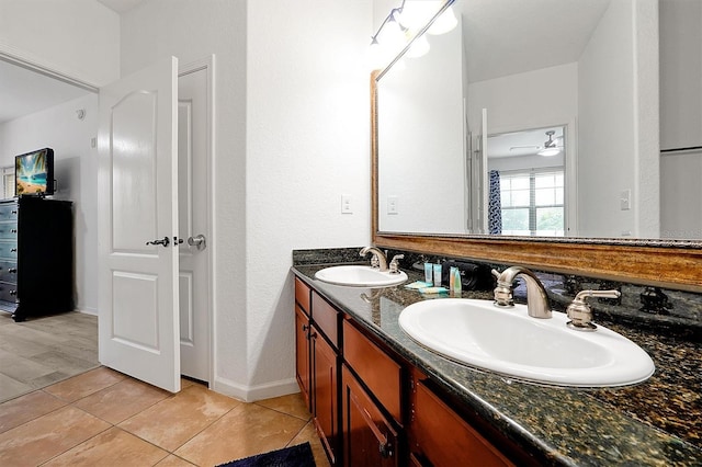 bathroom featuring vanity and tile patterned flooring